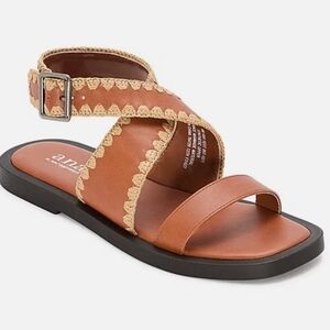 a.n.a Brown Sandals with Cream Detailing